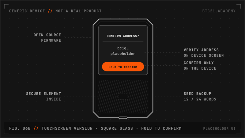 A generic hardware wallet with a touch screen.